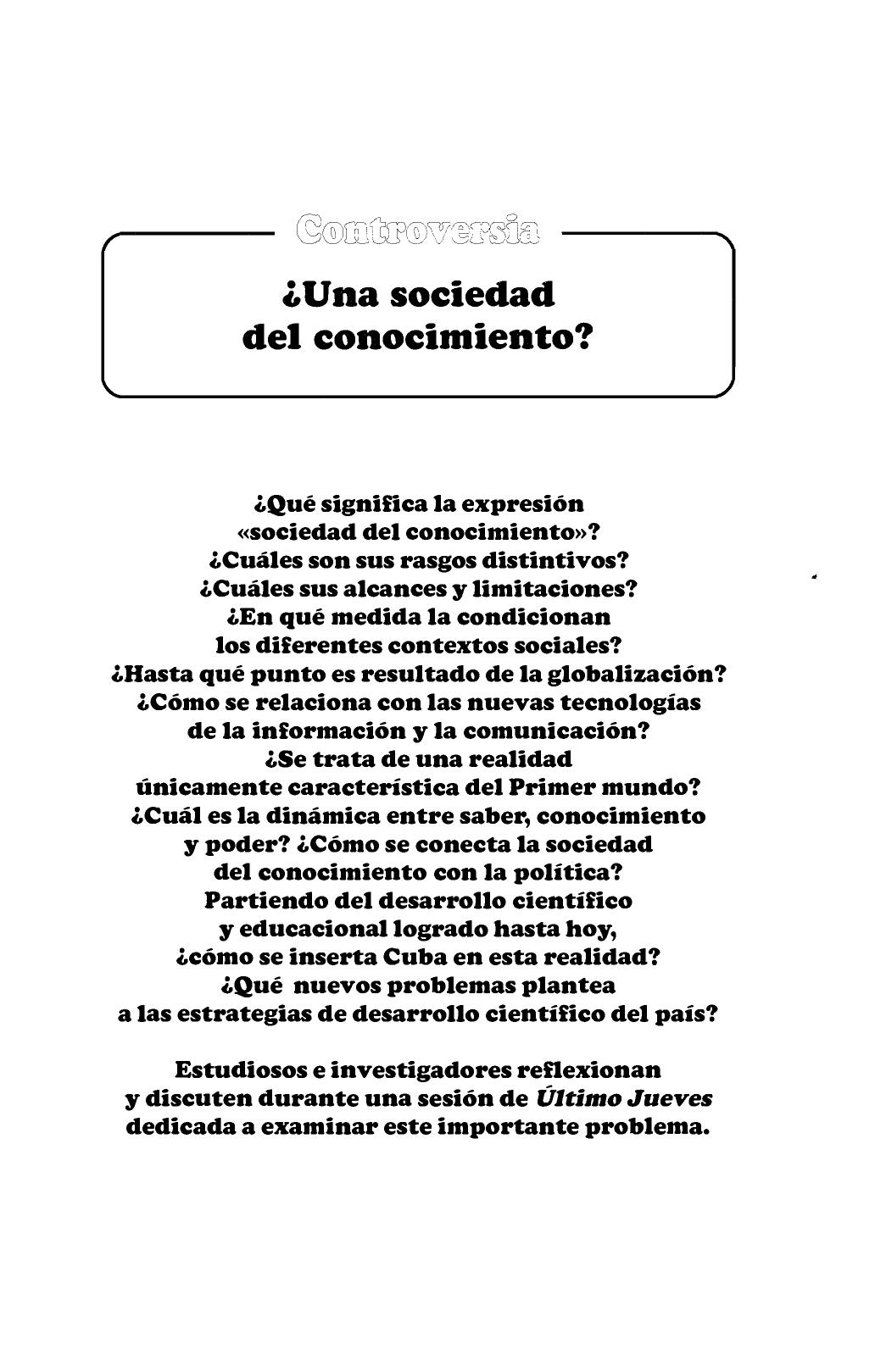 ¿Una Sociedad del Conocimiento?